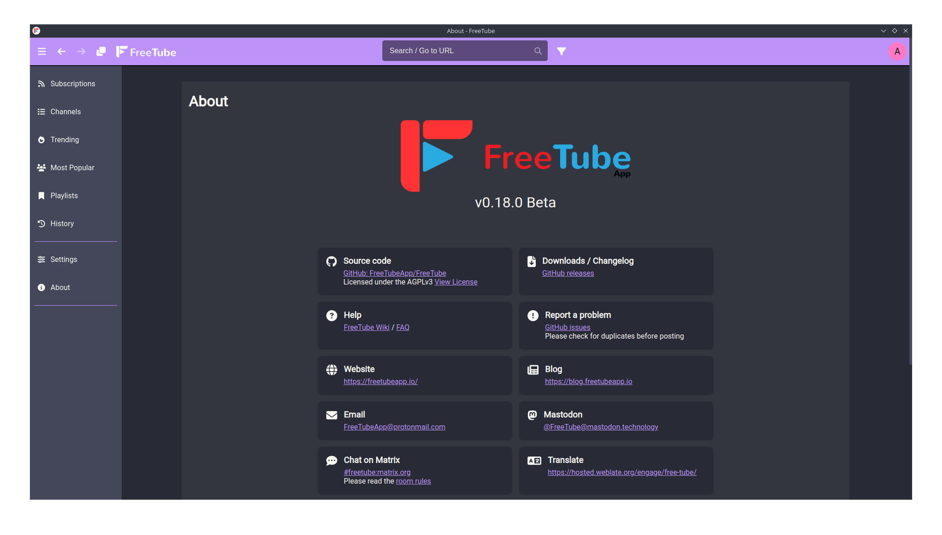 freetube - Theme Preview