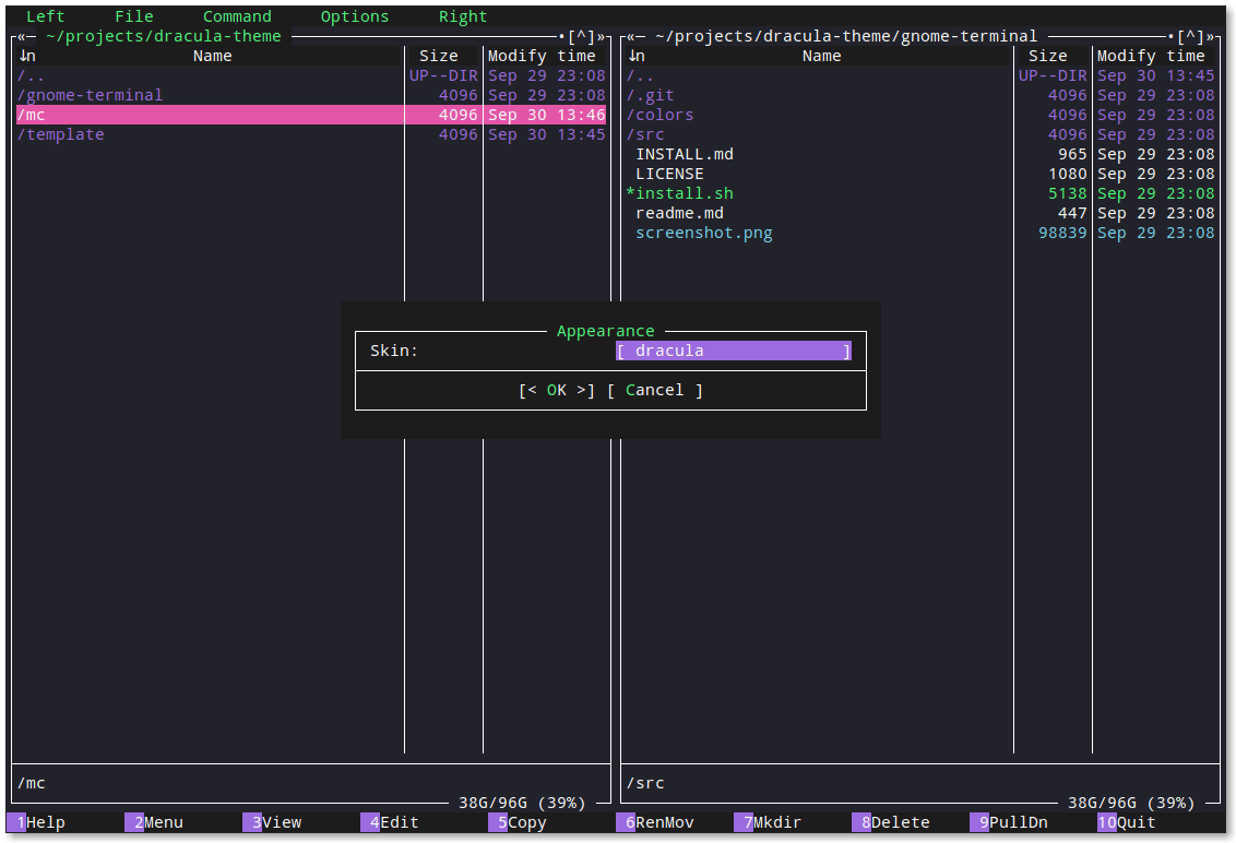 midnight-commander - Theme Preview