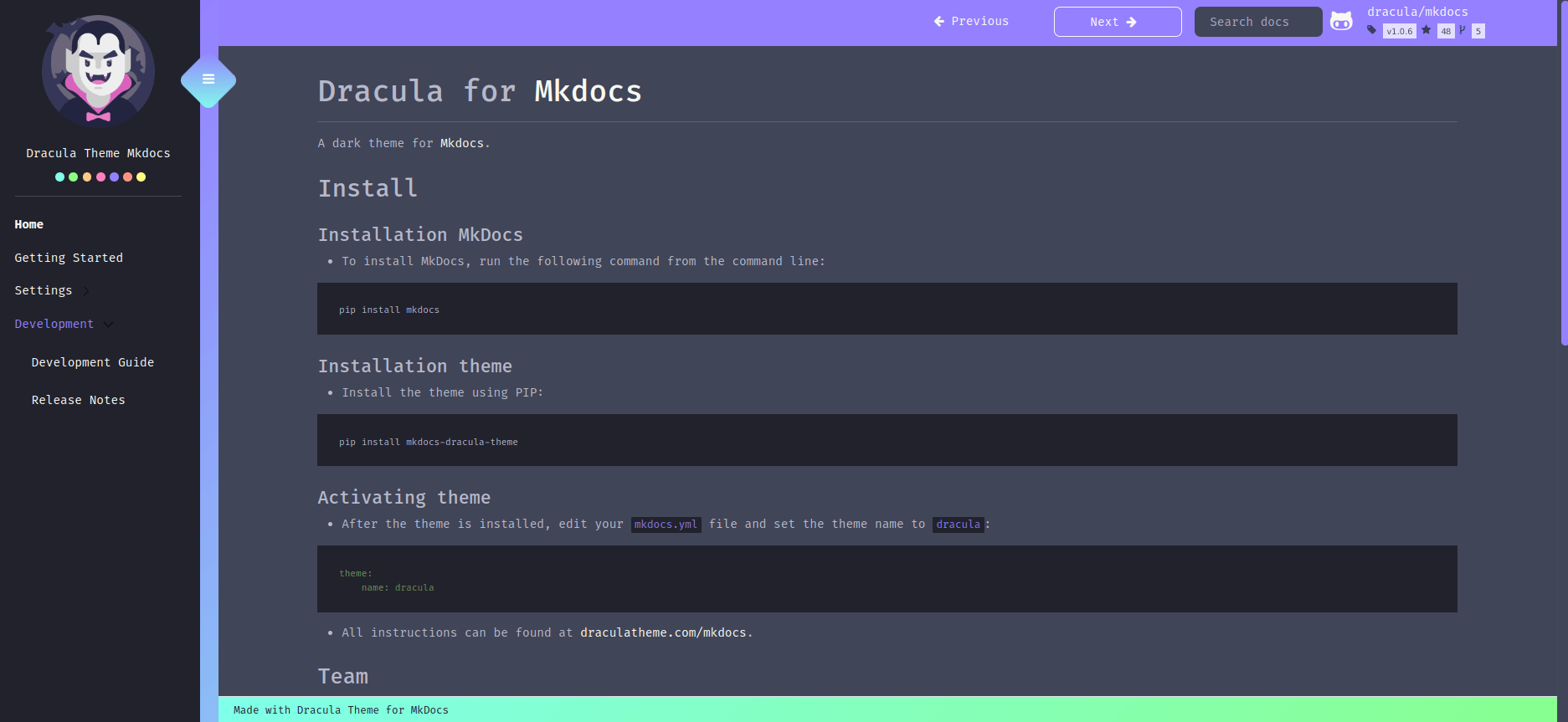 mkdocs - Theme Preview