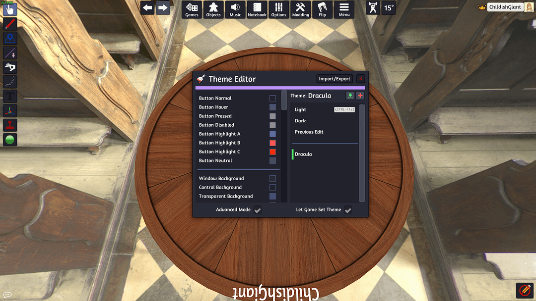 Tabletop Simulator Dracula Theme