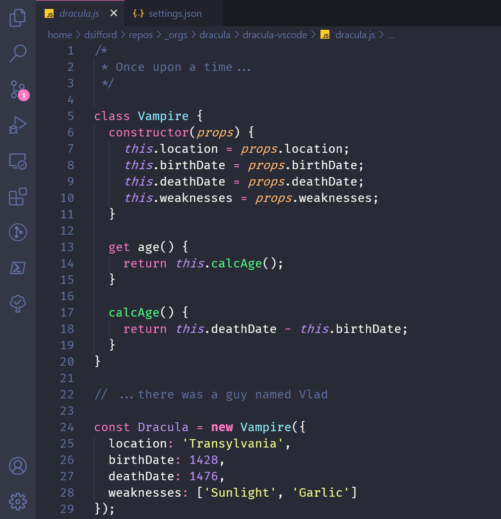 dracula visual studio code