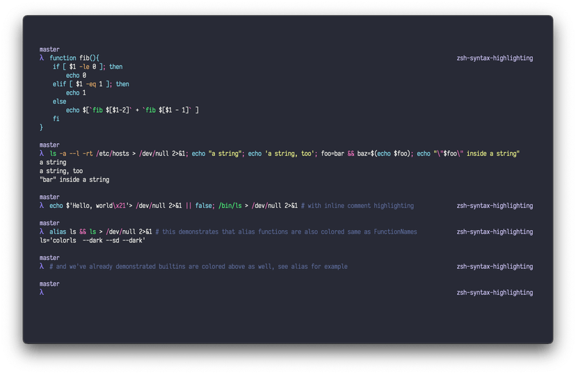 zsh-syntax-highlighting • Dracula Theme