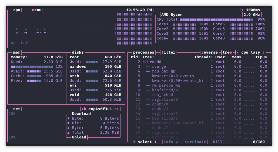 bashtop - Theme Preview