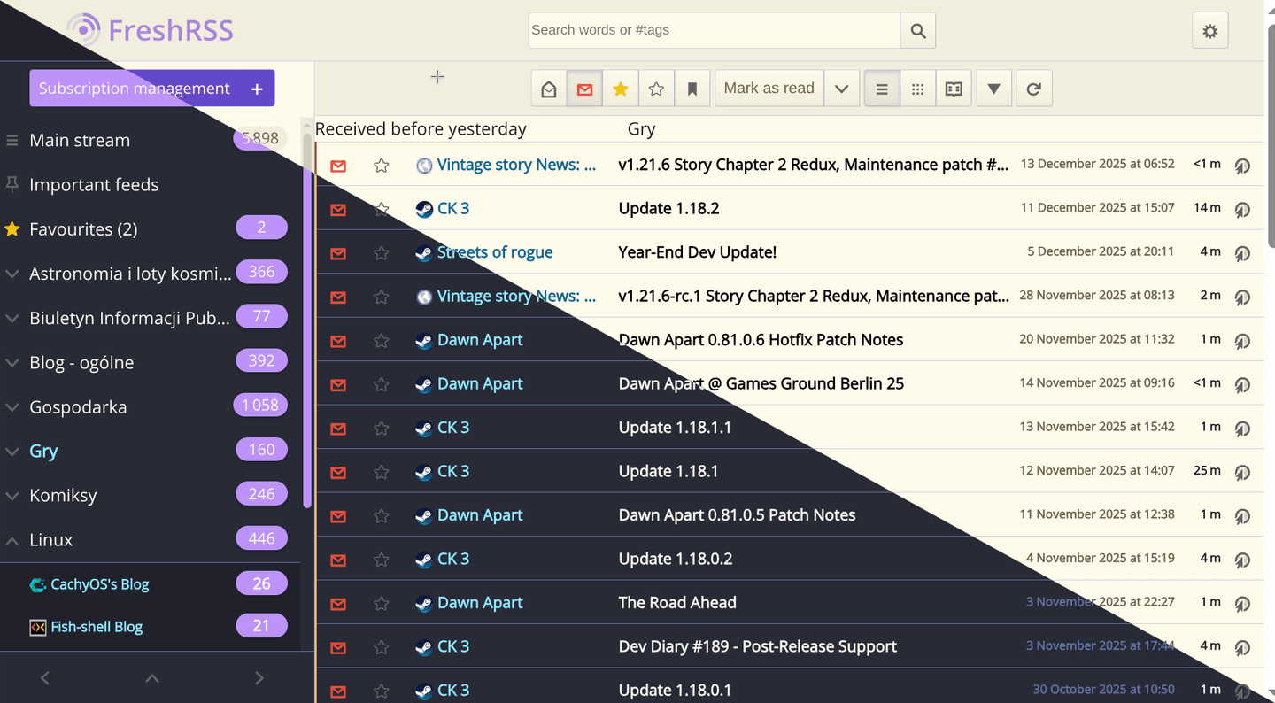 freshrss - Theme Preview
