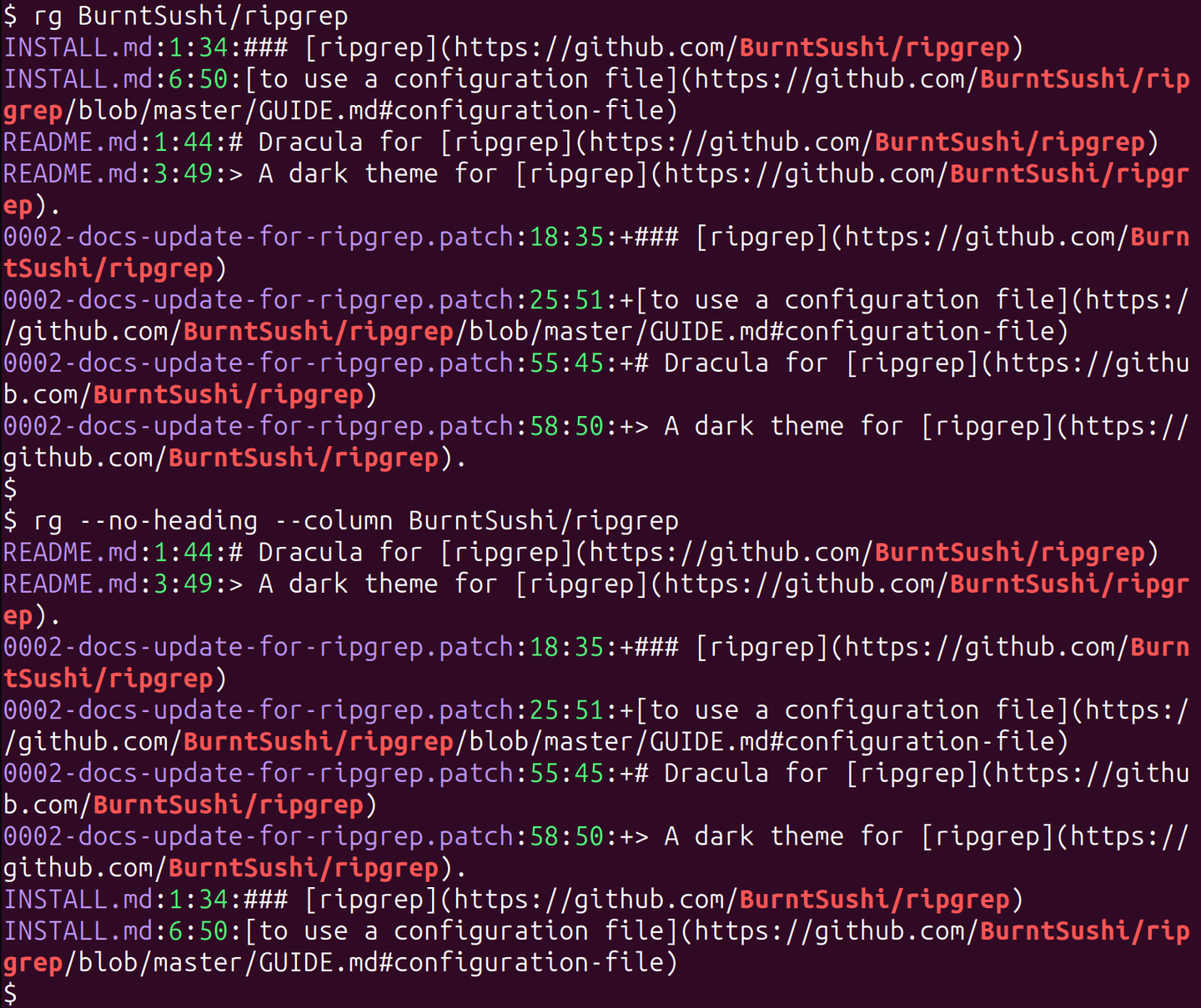 ripgrep - Theme Preview
