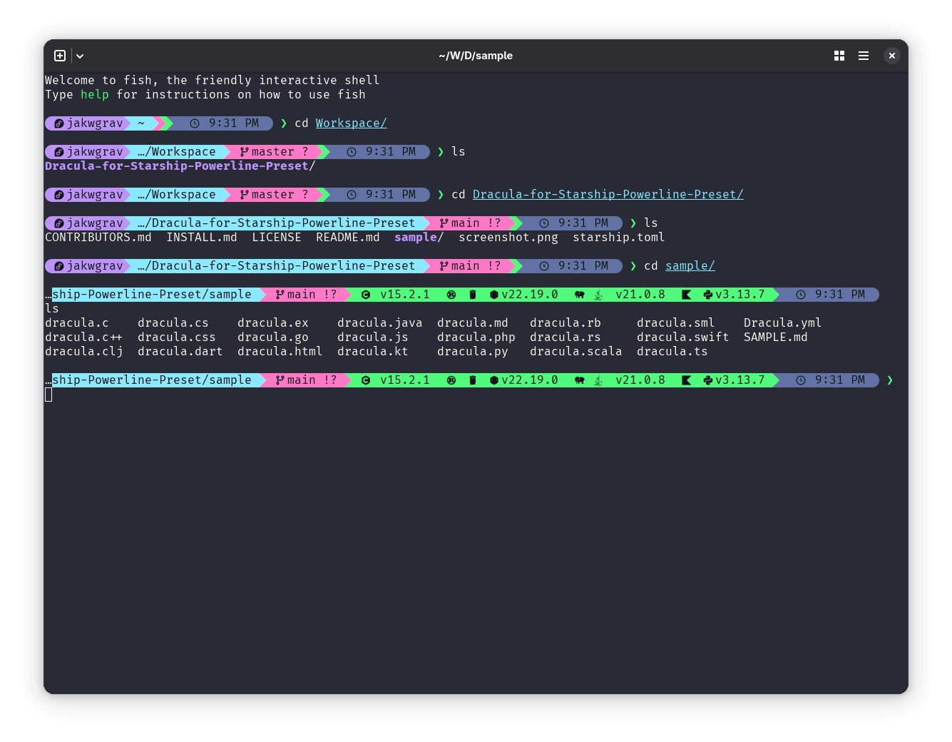 starship-powerline-preset - Theme Preview