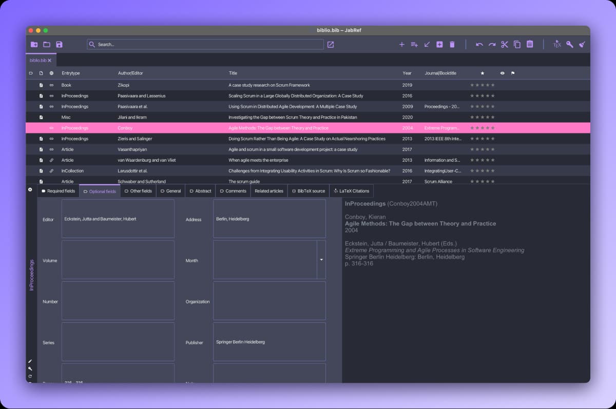 Dracula theme for Jabref
