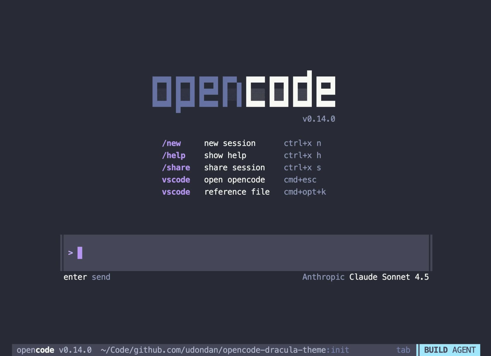 Dracula theme for Opencode