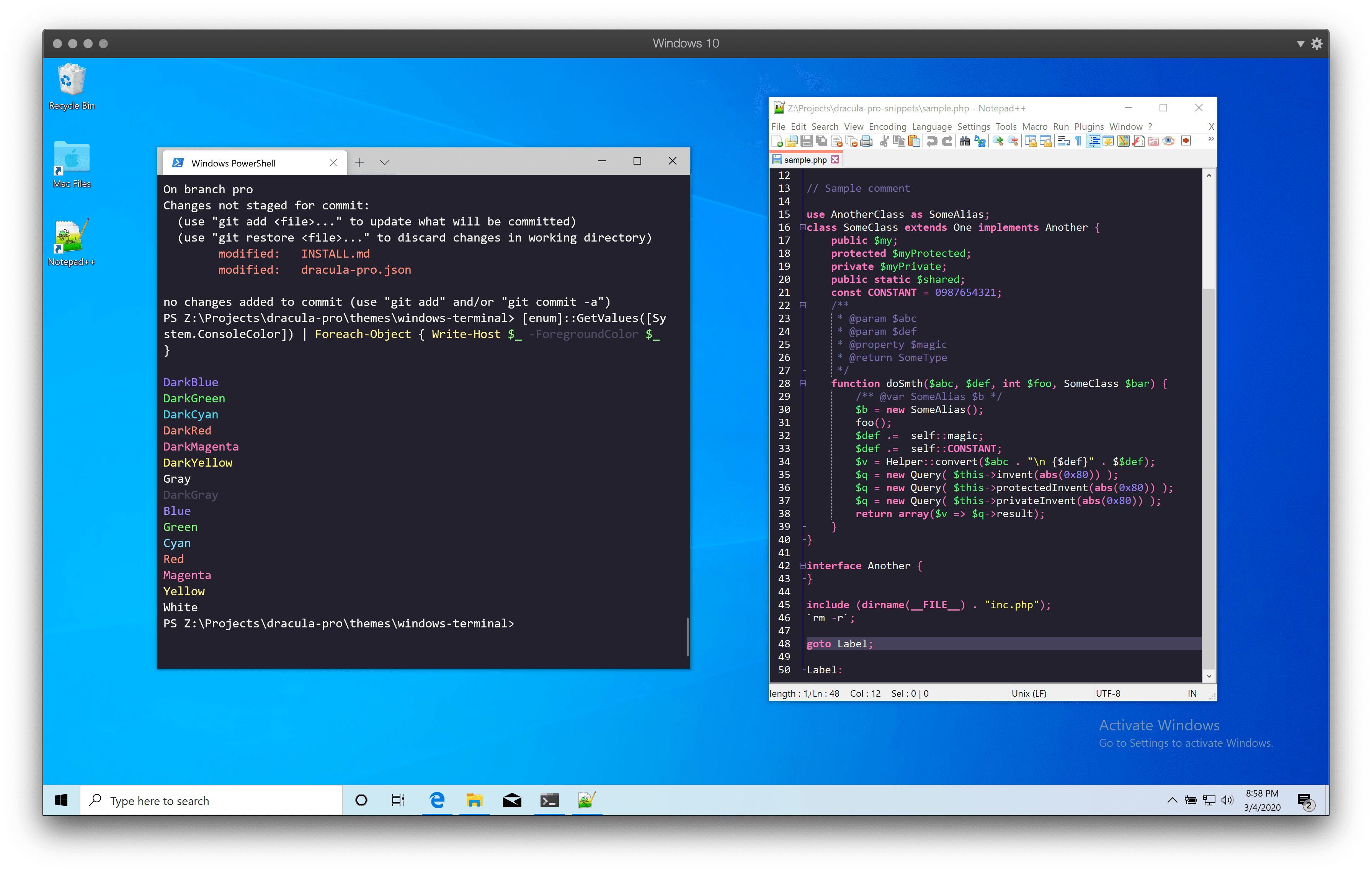 Dracula Pro on Notepad++ and Windows Terminal