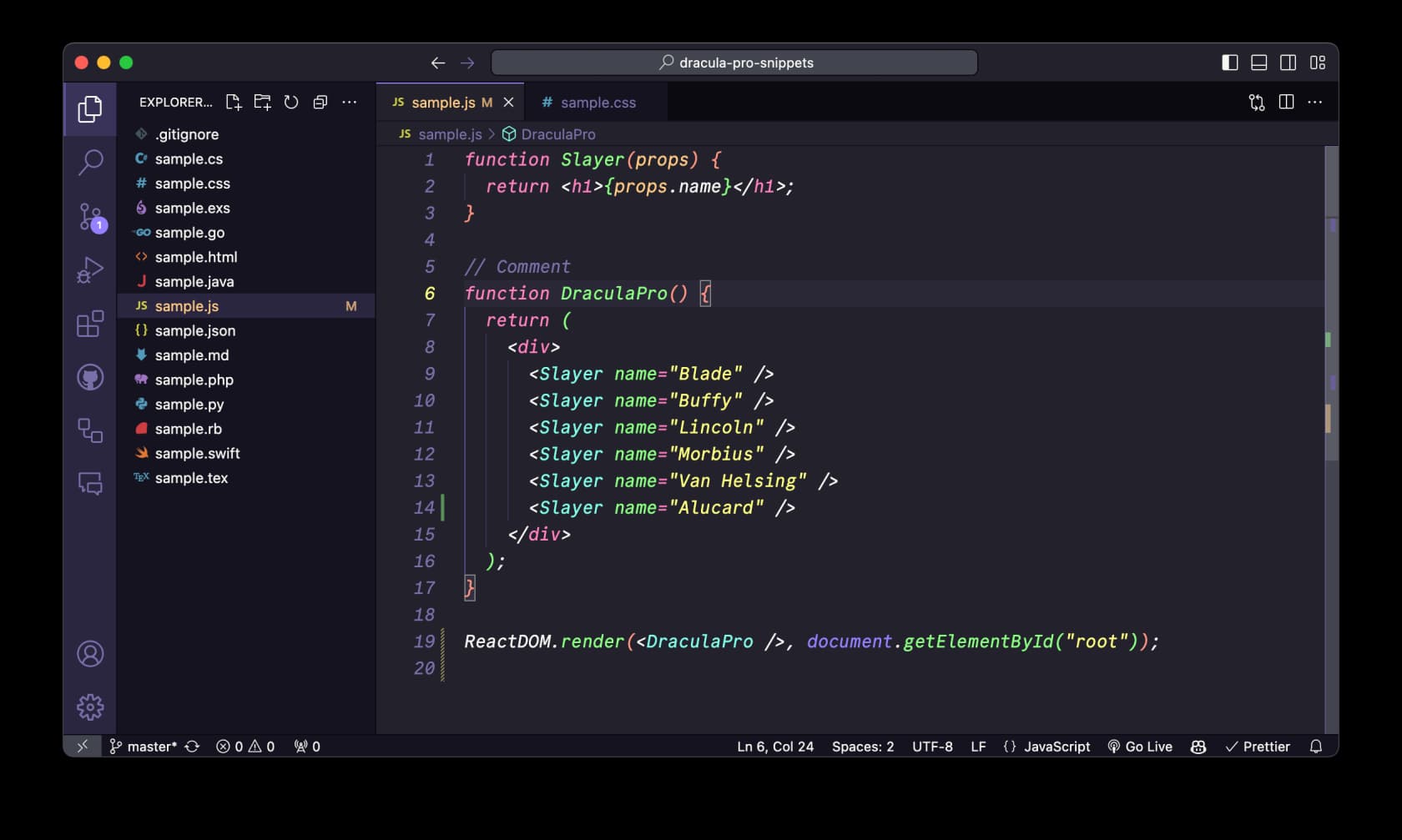 Visual Studio Code - Pro theme preview