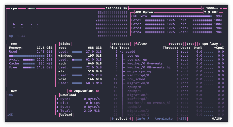 bashtop - Theme preview
