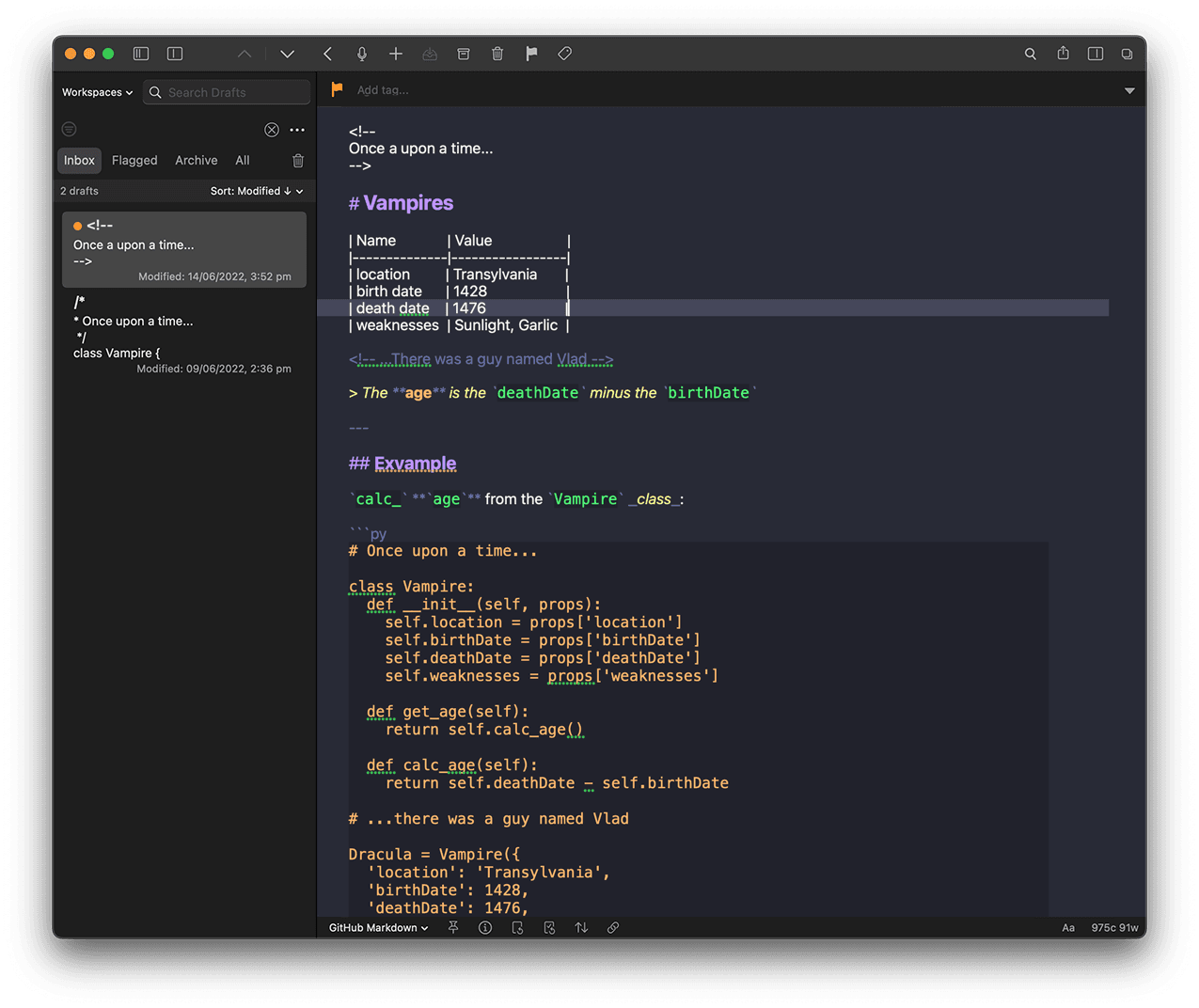drafts - Theme preview