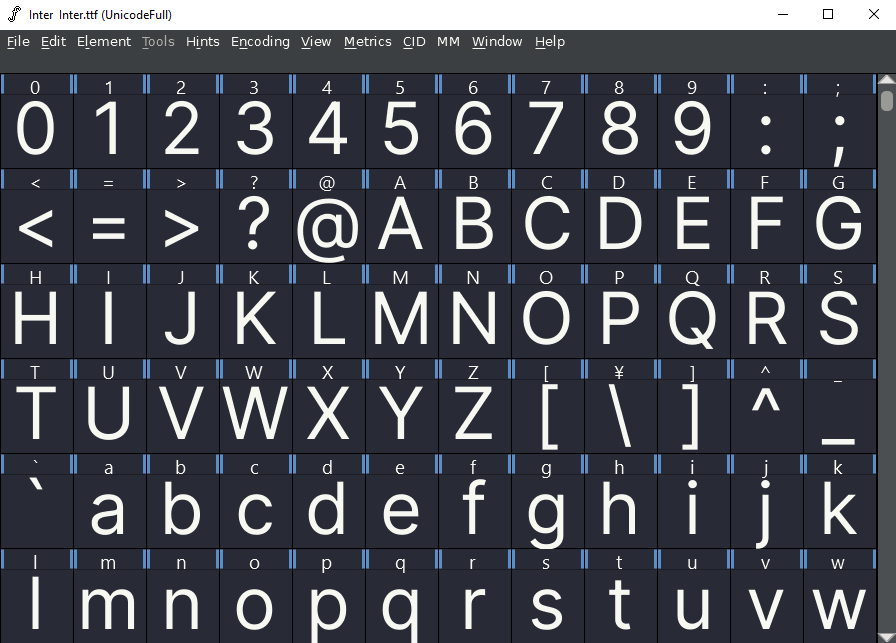 fontforge - Theme preview