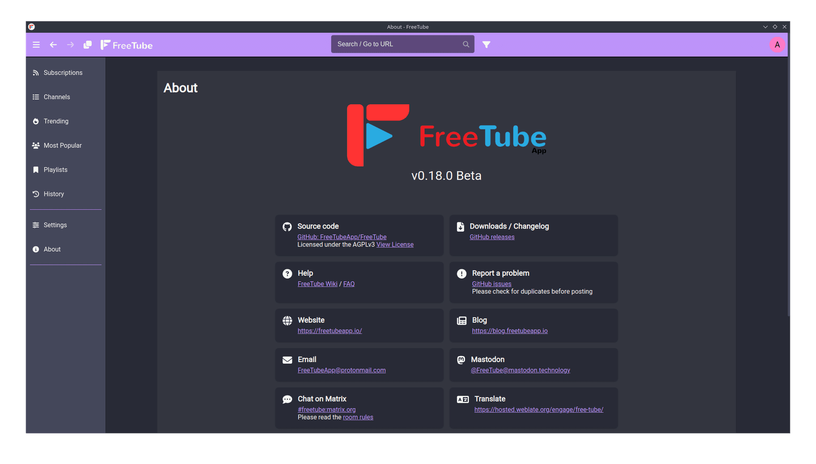 freetube - Theme preview