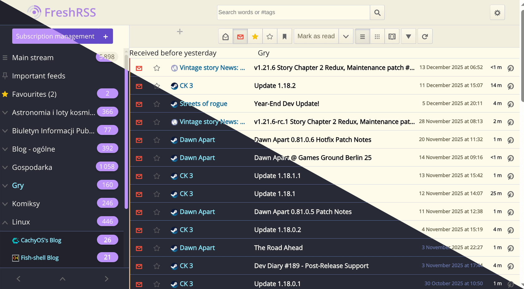 freshrss - Theme preview
