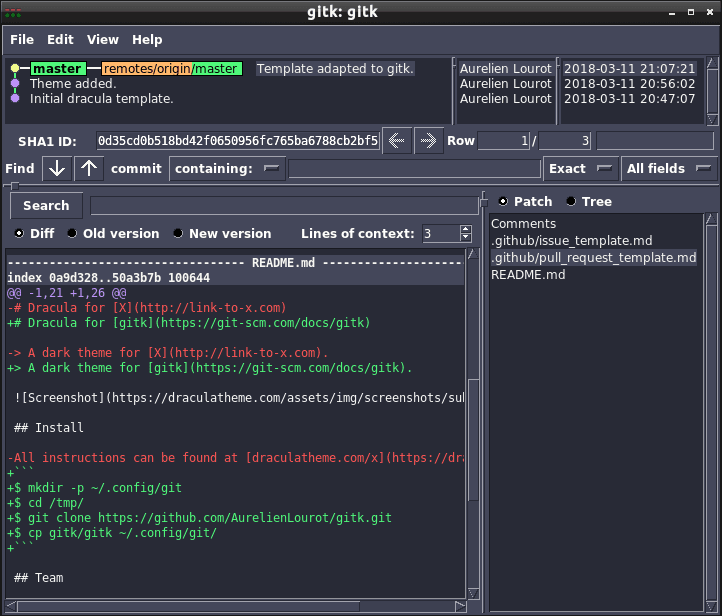gitk - Theme preview