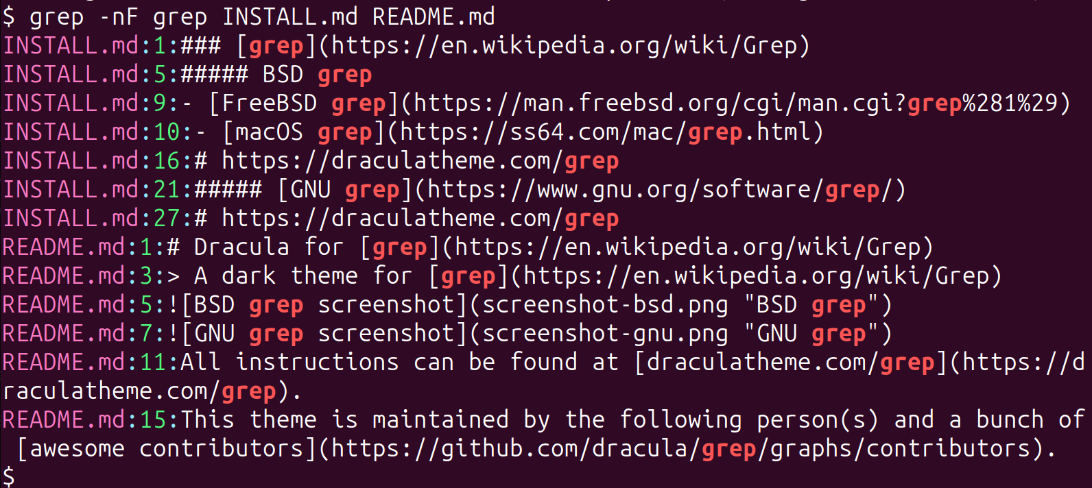 grep - Theme preview