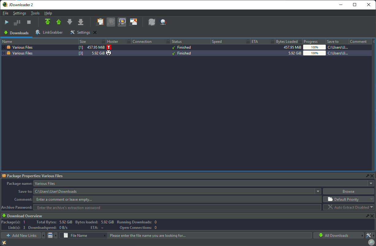 jdownloader2 - Theme preview