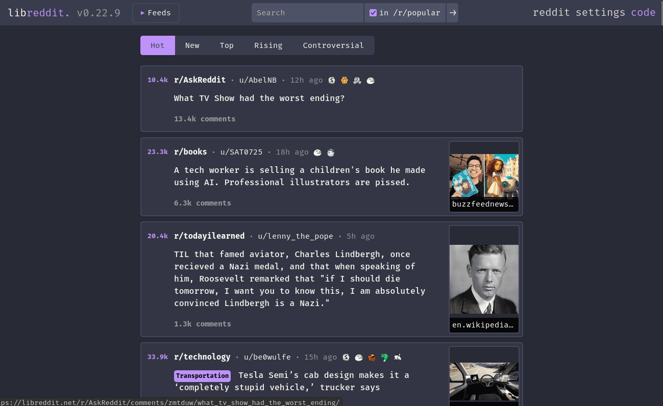 libreddit - Theme preview