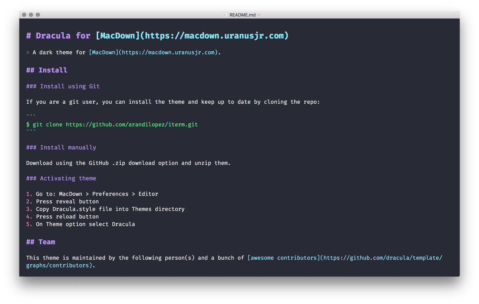 macdown - Theme preview