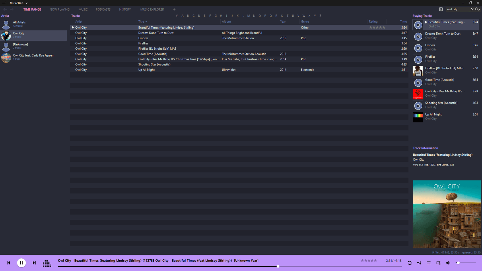 musicbee - Theme preview
