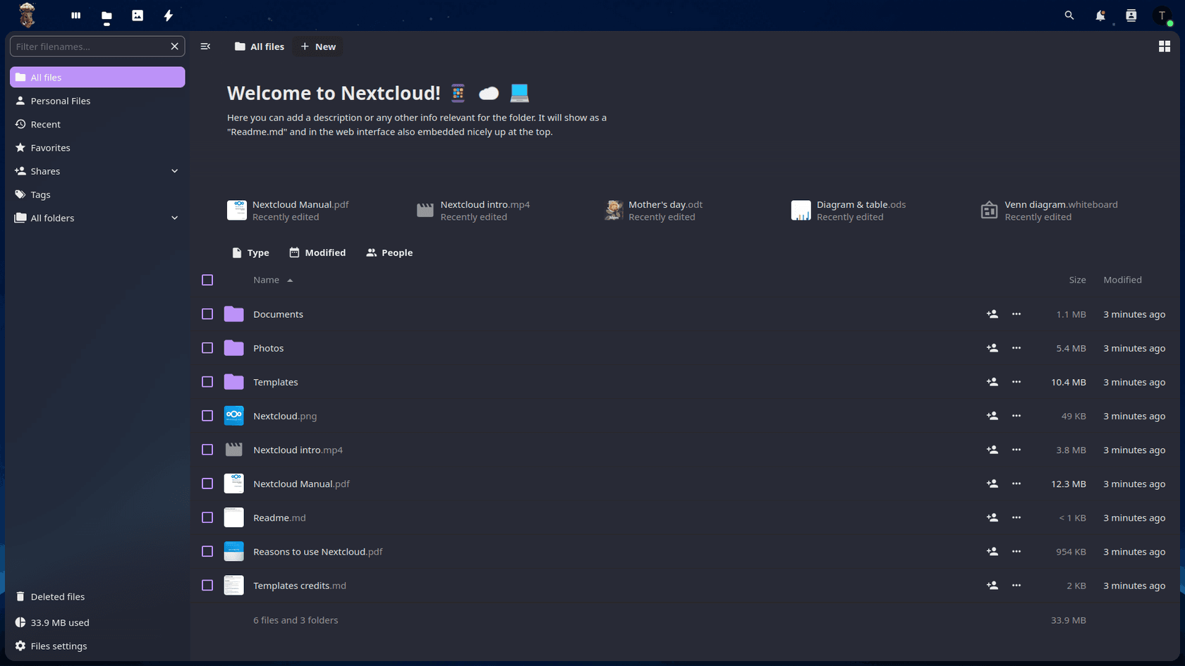 nextcloud - Theme preview