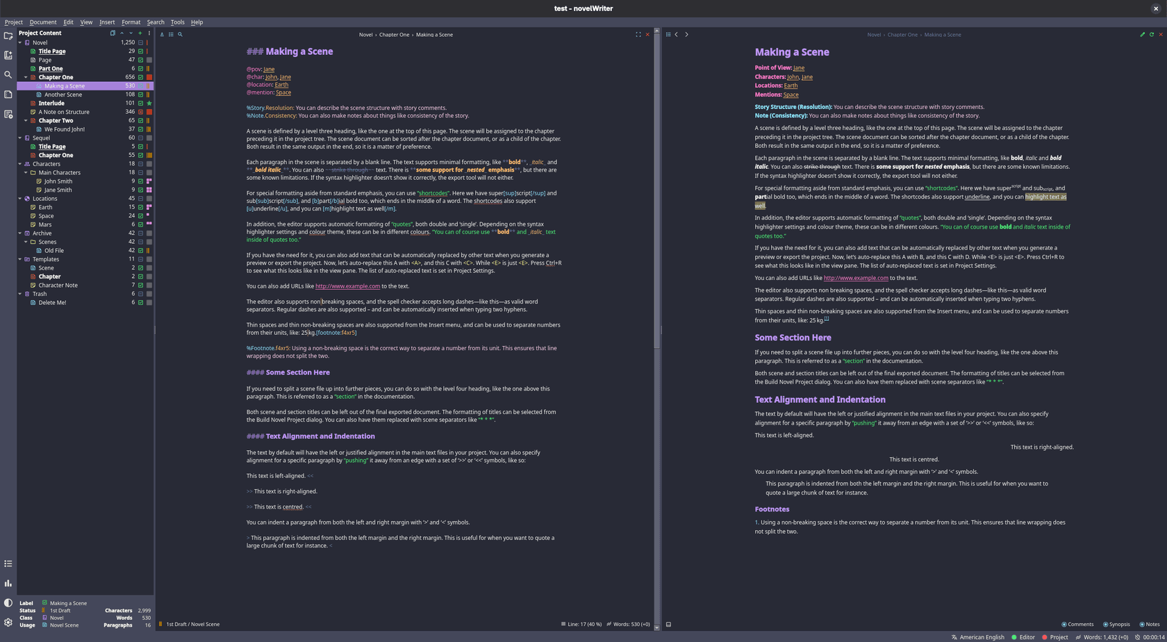 novel-writer - Theme preview