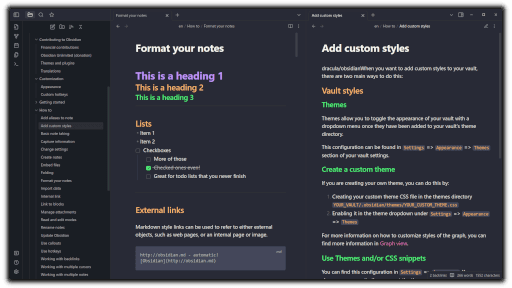 obsidian - Theme preview