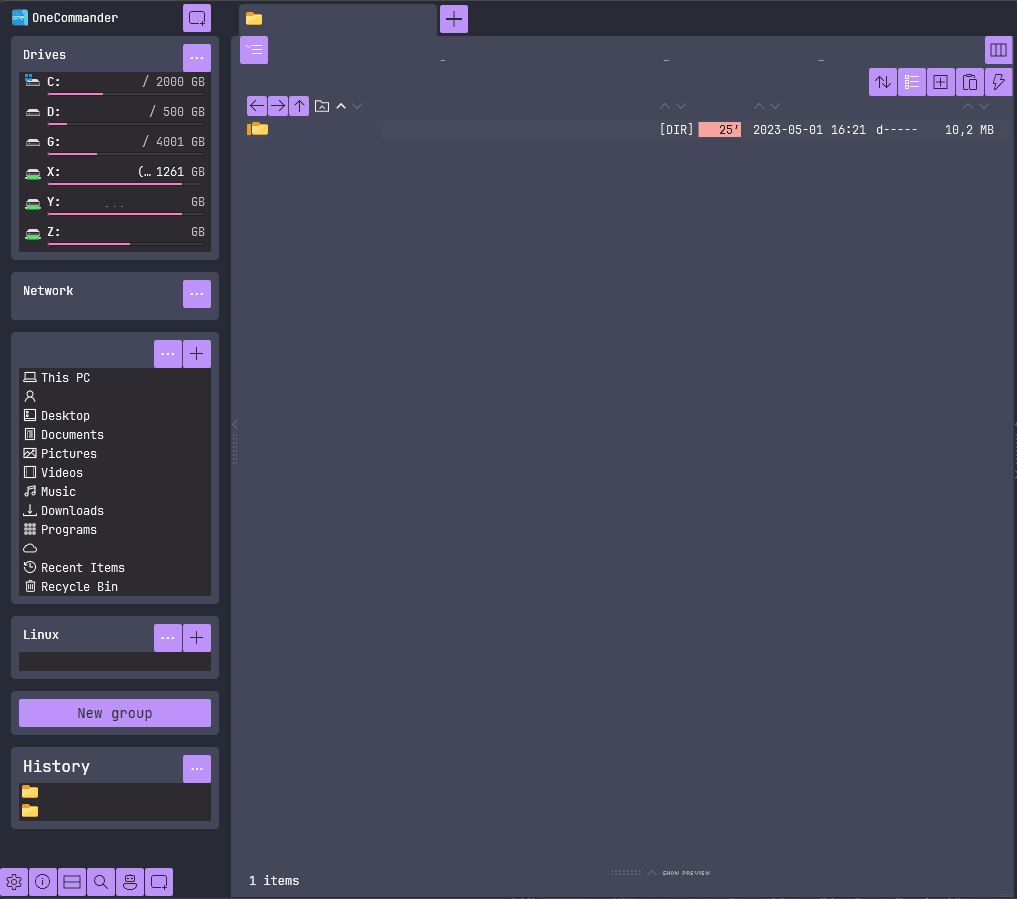 onecommander - Theme preview