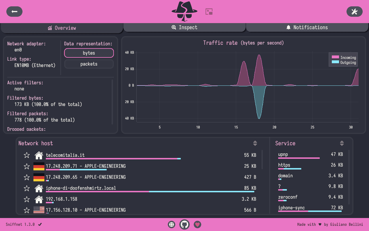 sniffnet - Theme preview