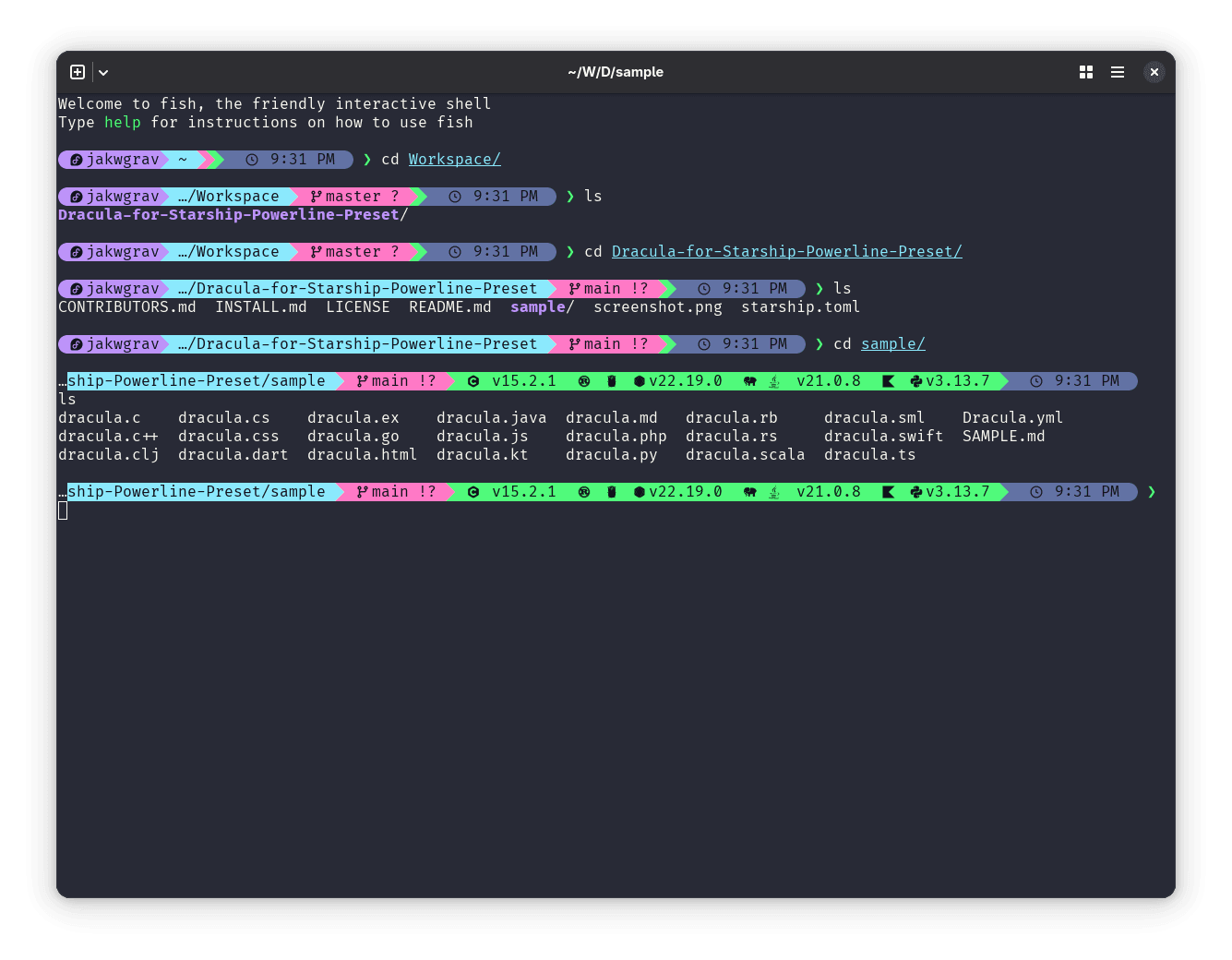 starship-powerline-preset - Theme preview
