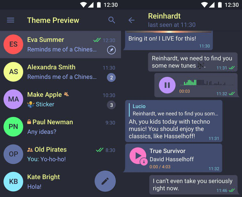 telegram-android - Theme preview
