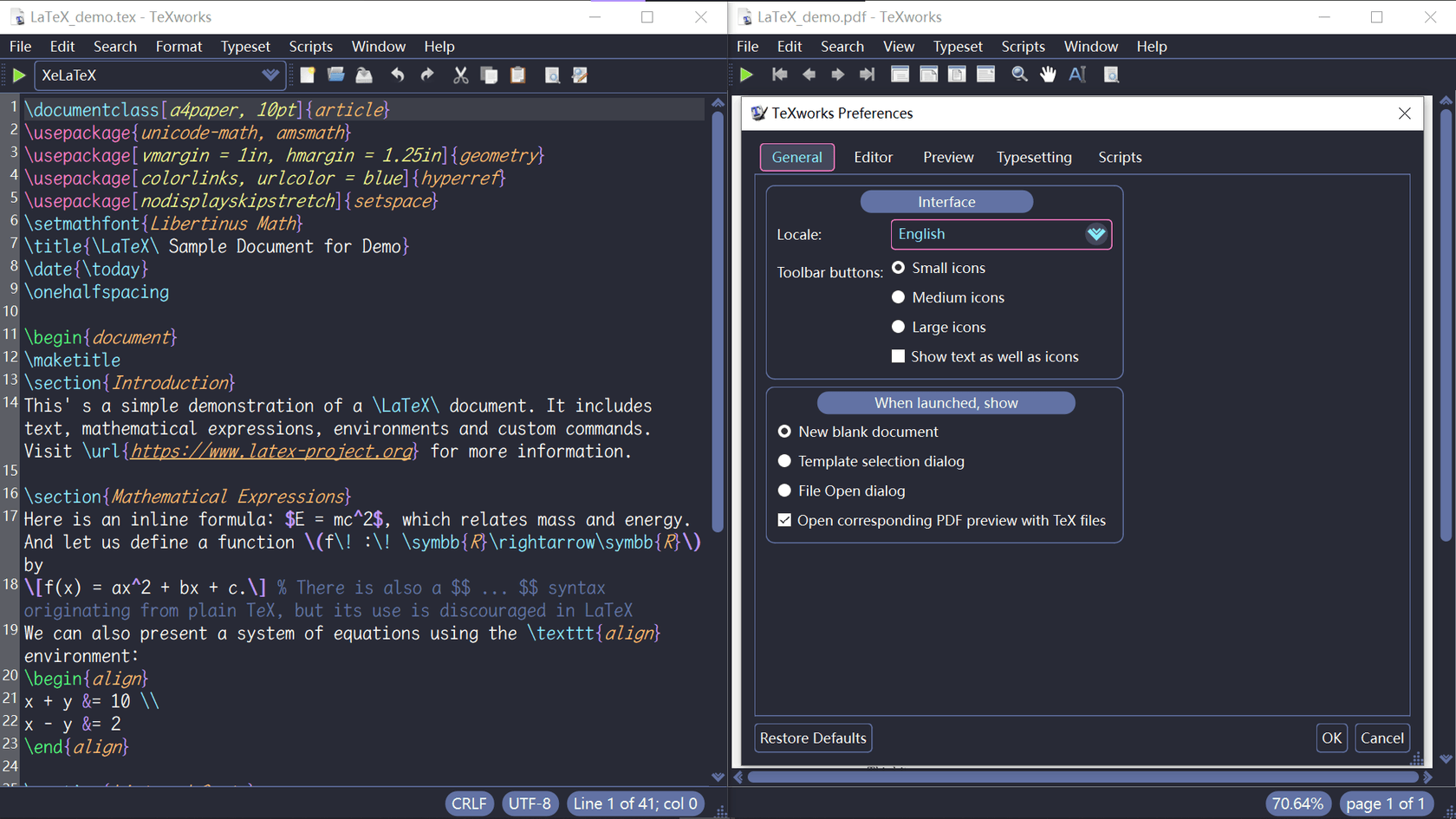 texworks - Theme preview