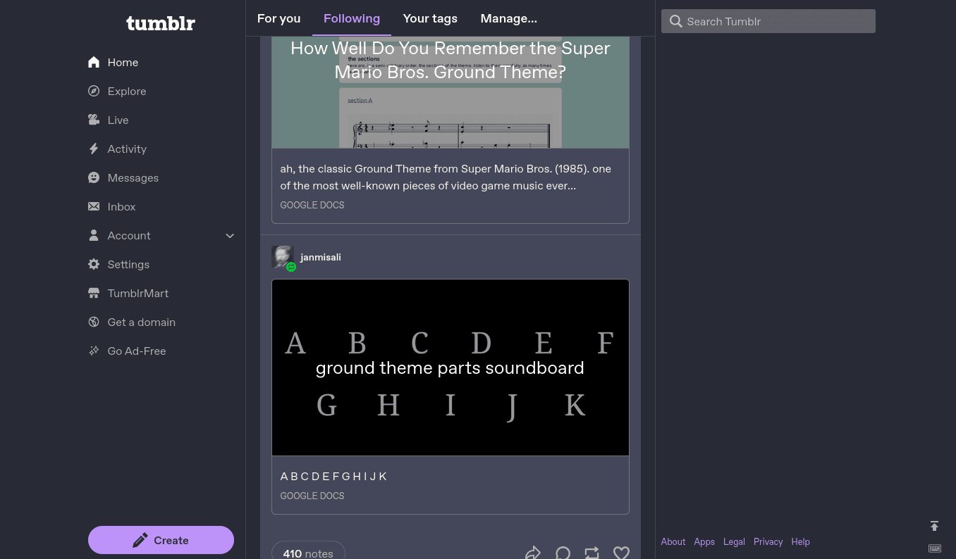 tumblr - Theme preview