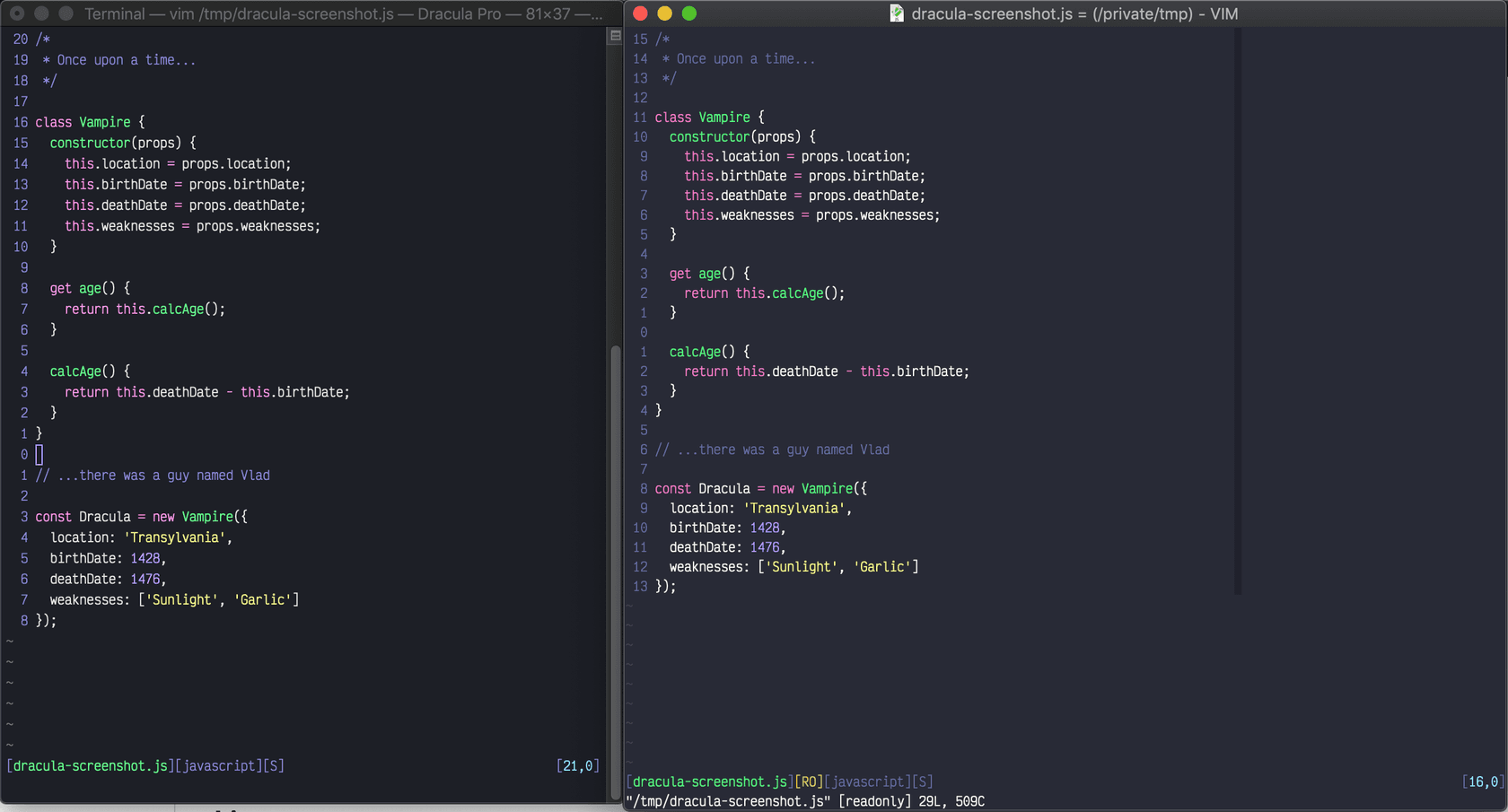 vim - Theme preview