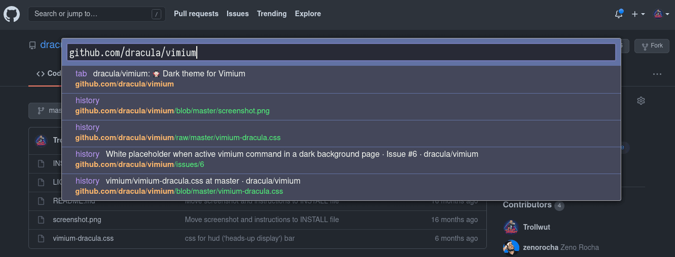 vimium - Theme preview