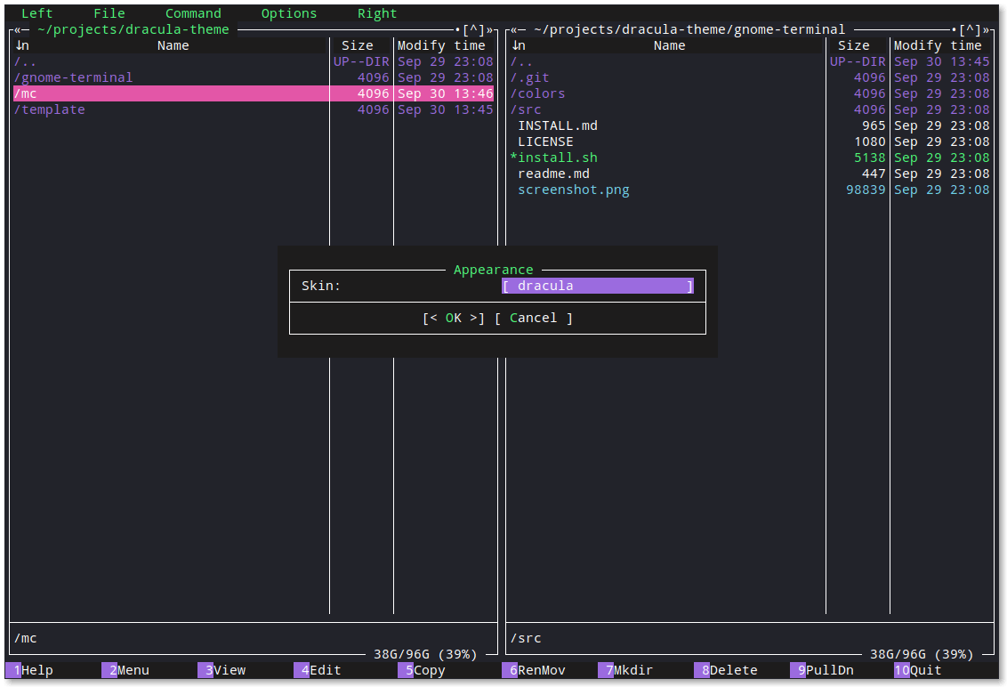 Dracula for Midnight Commander