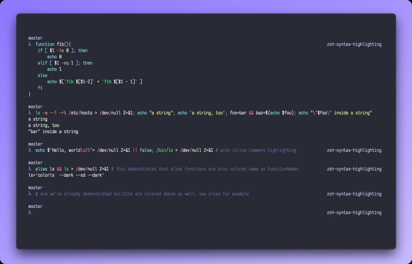 Dracula theme for zsh-syntax-highlighting
