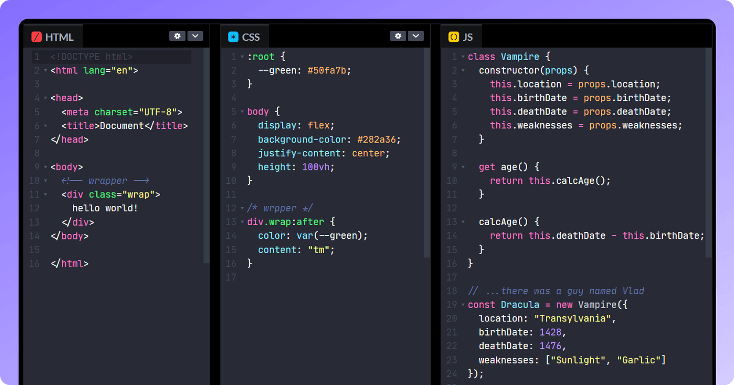 CodePen Theme Preview