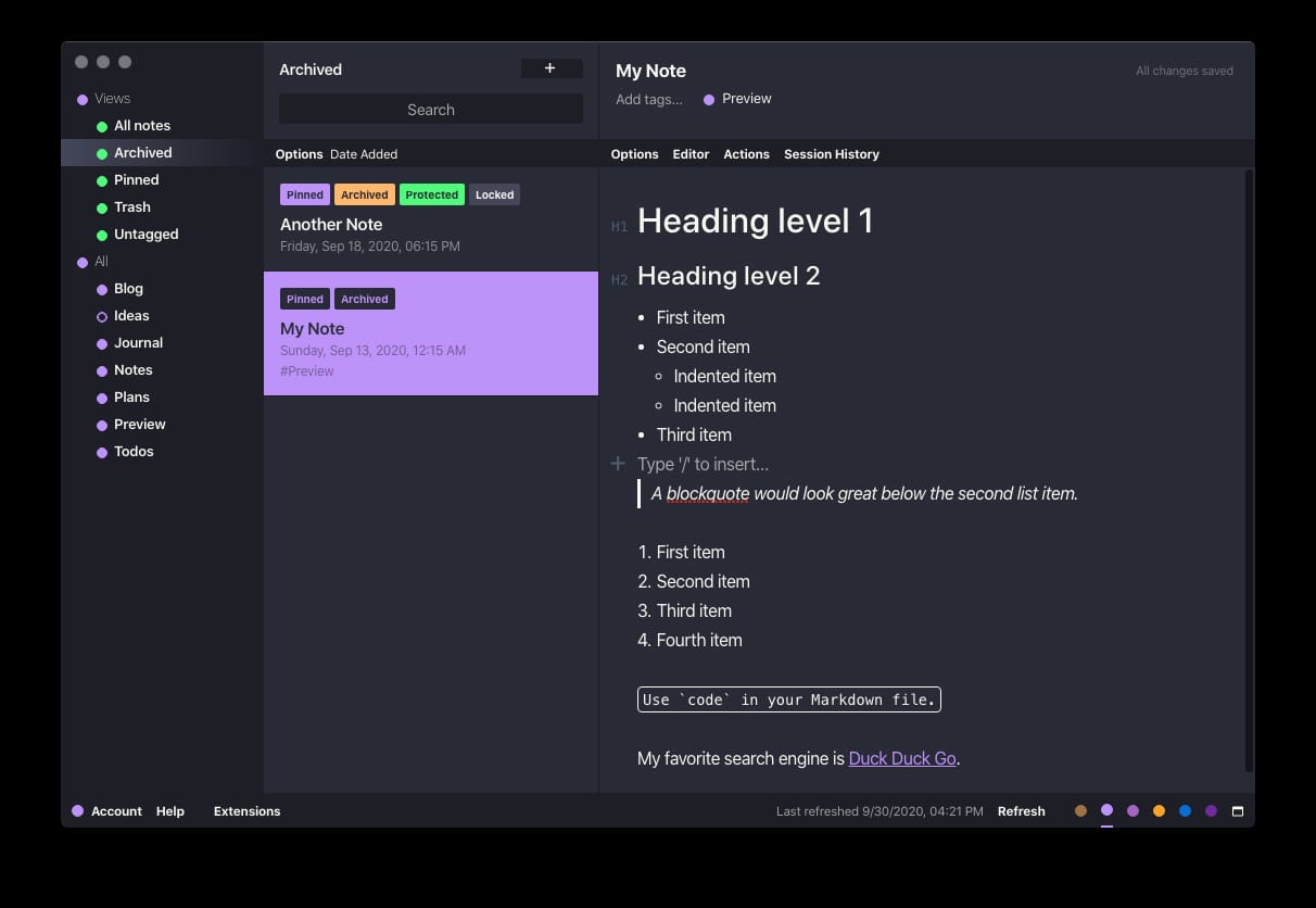 Dracula theme for Standard Notes