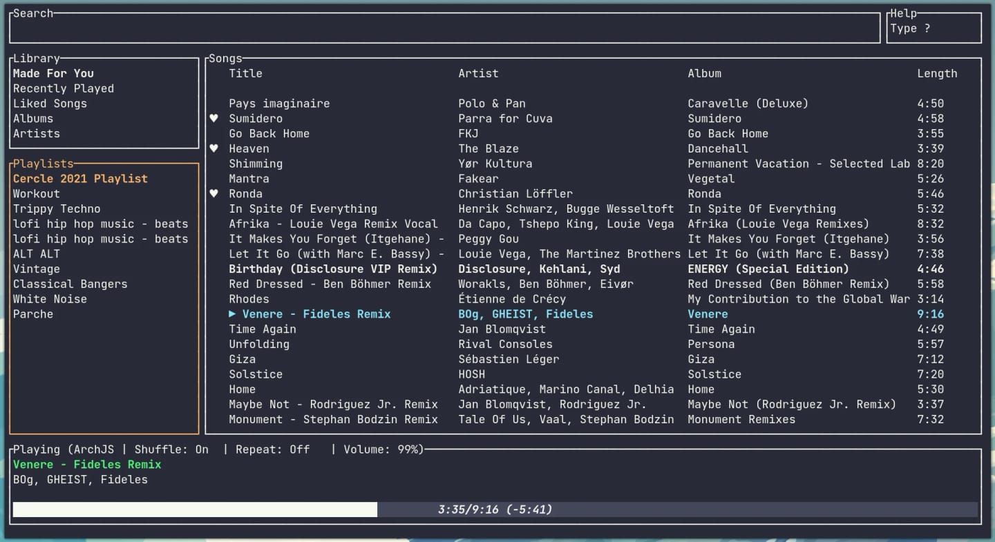 Dracula theme for Spotify TUI