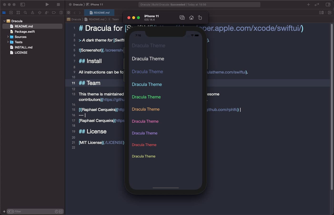 Dracula theme for SwiftUI