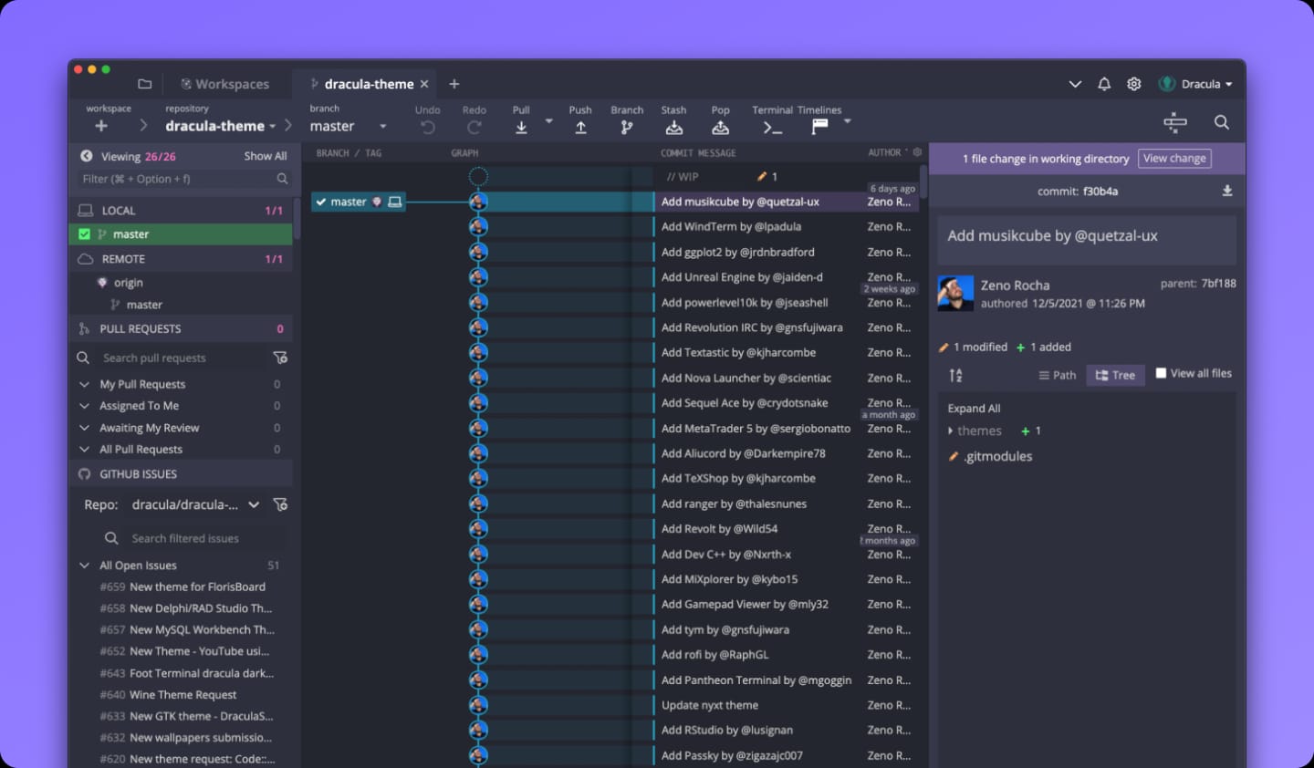 Dracula theme for GitKraken