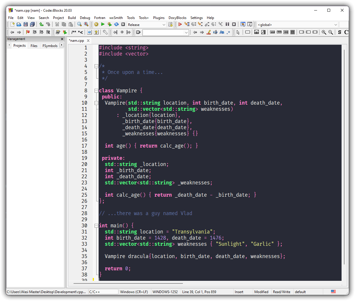 Code::Blocks - screenshot 1
