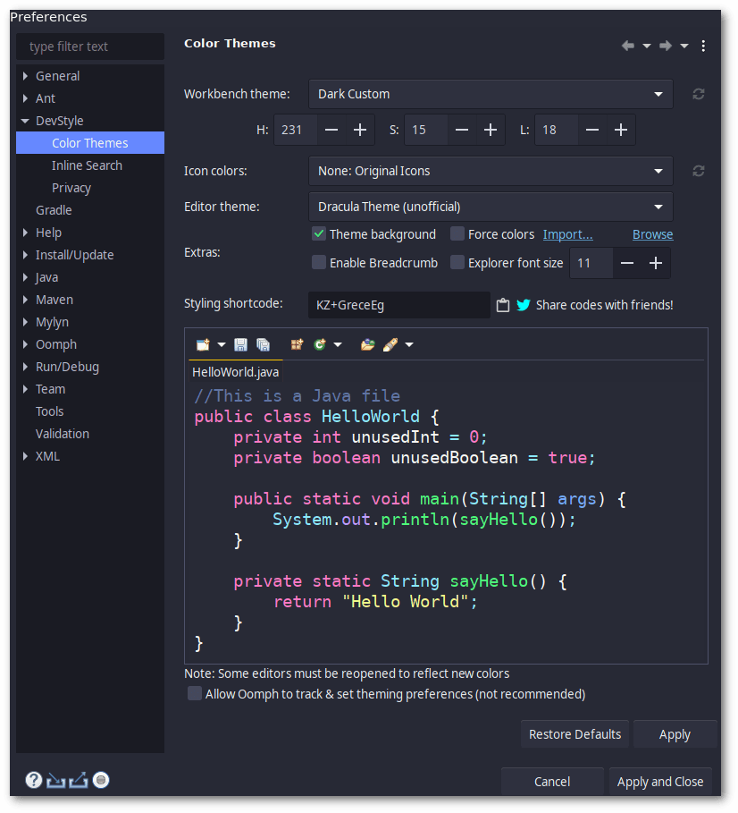 Eclipse Configuration