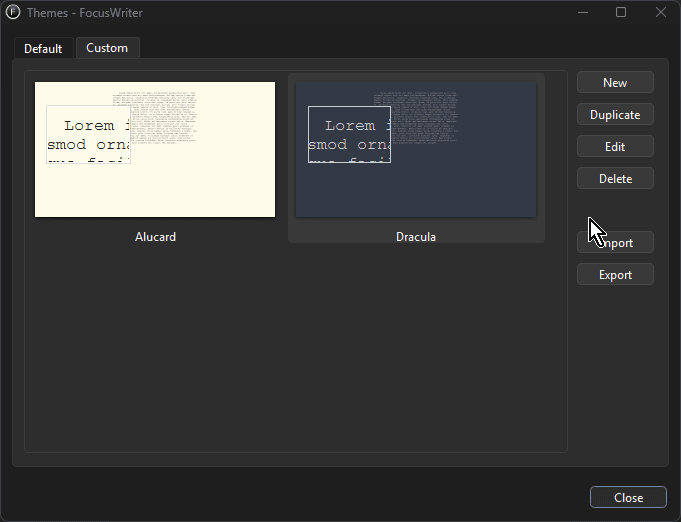 Theme selection