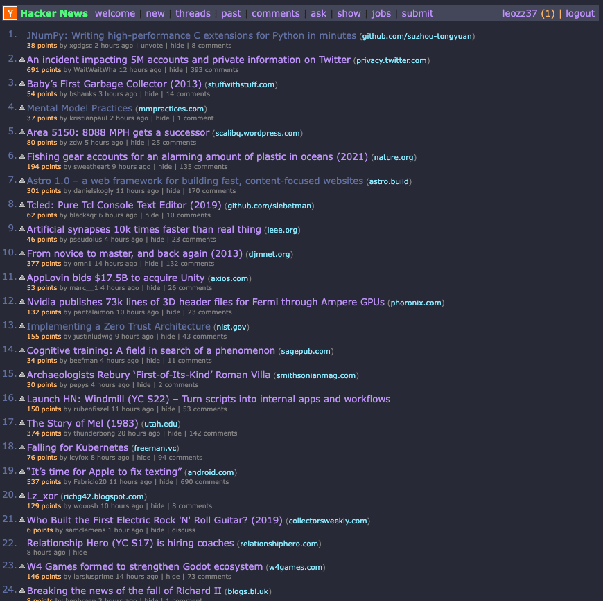 Hacker News - screenshot 1