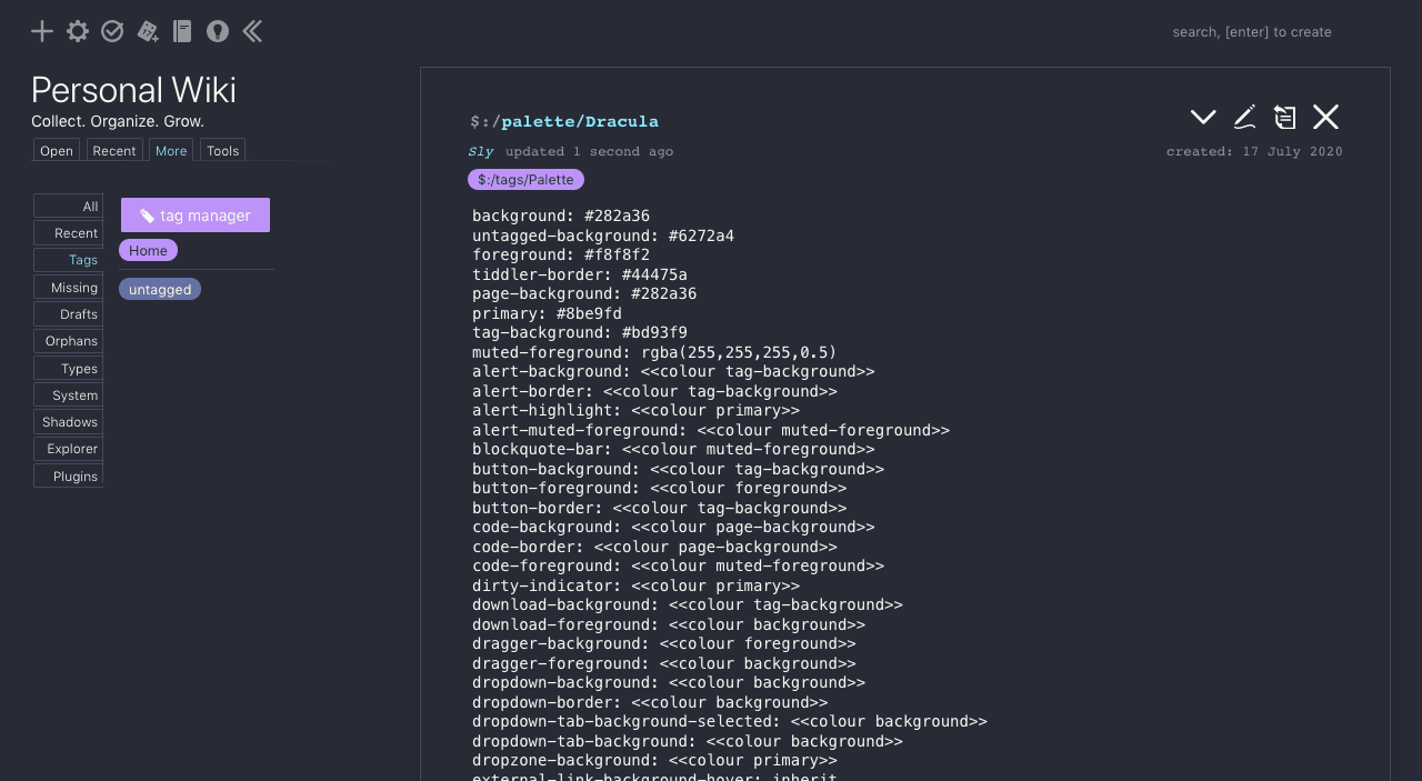 TiddlyWiki - screenshot 1