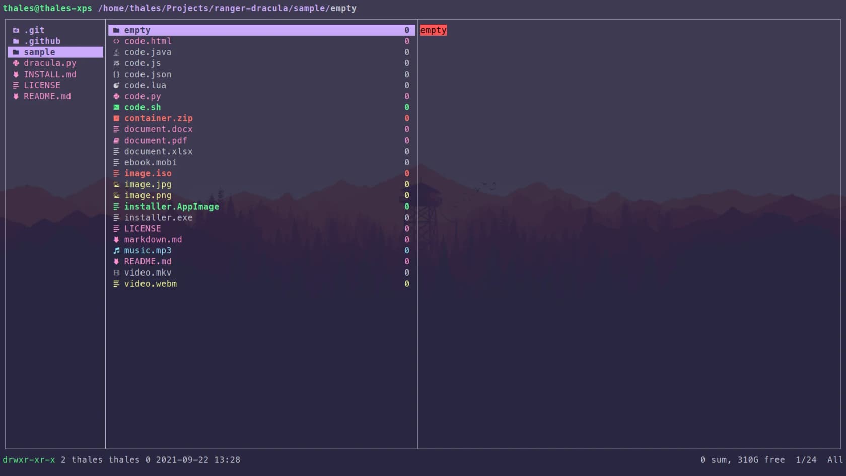 Dracula theme for ranger