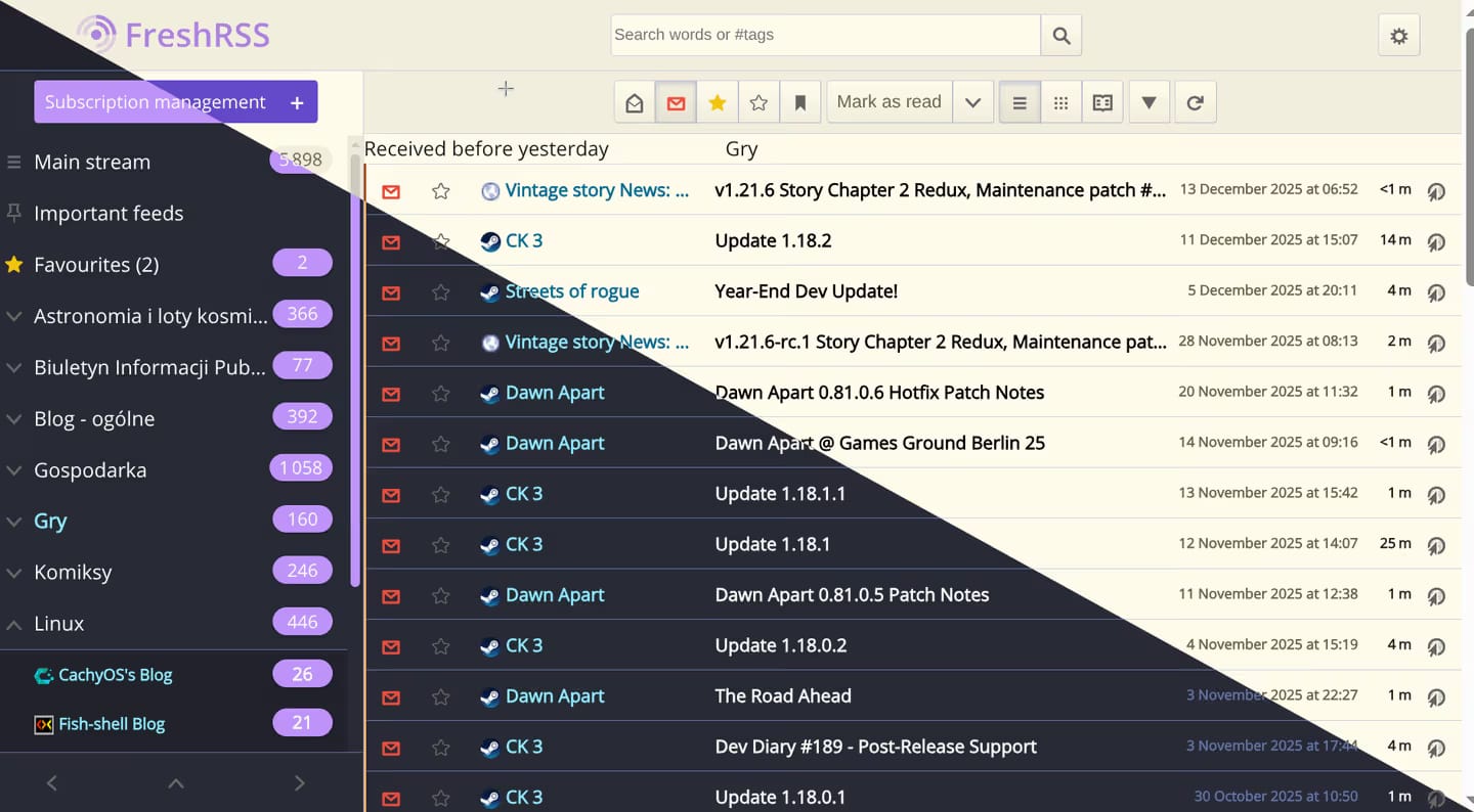 Dracula theme for FreshRSS